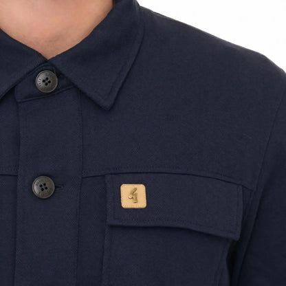 Buy Gabicci Vintage Navy Leigh Cotton Overshirt | Long-Sleeved Polo Shirtss at Woven Durham