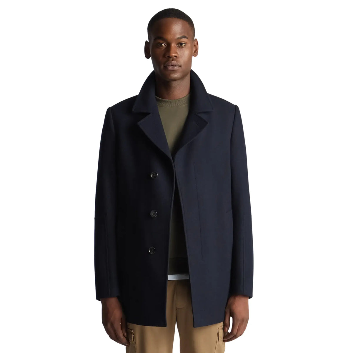 Buy Remus Uomo Navy Lochlan Overcoat | Overcoatss at Woven Durham