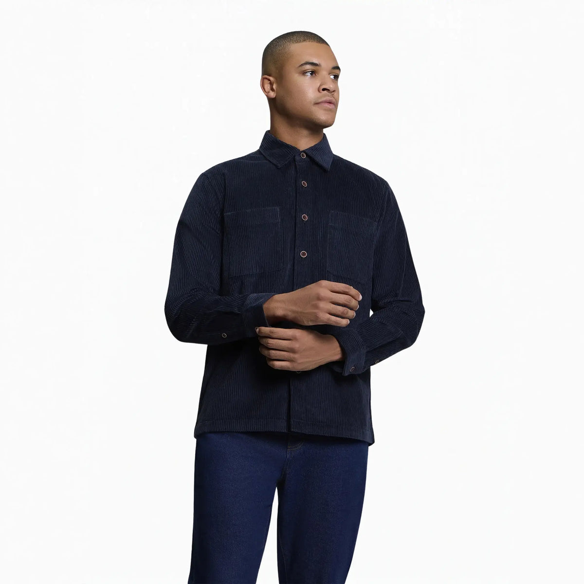 Buy Ben Sherman Navy Long Sleeve Corduroy Overshirt | Overshirtss at Woven Durham