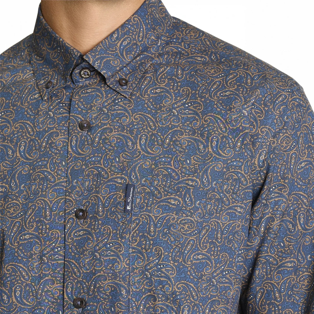 Buy Ben Sherman Navy Long Sleeve Paisley Print Shirt | Overshirtss at Woven Durham