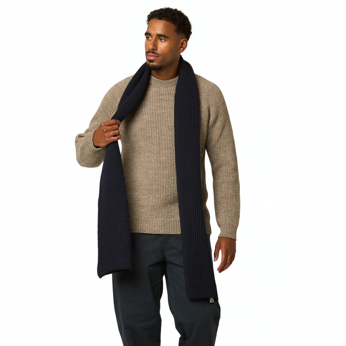 Buy Peregrine Navy Porter Ribbed Scarf | Scarvess at Woven Durham