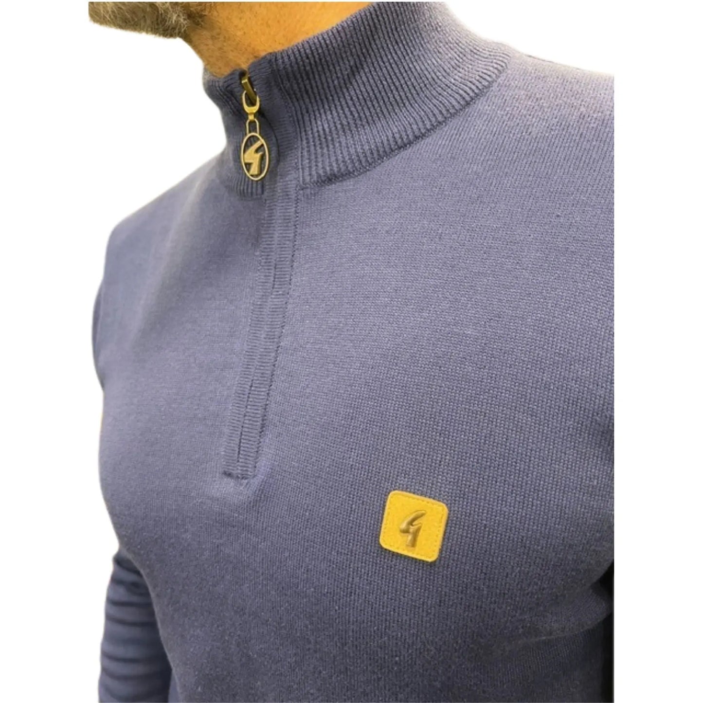 Buy Gabicci Vintage Naxton Quarter-Zip Jumper - Blue | Zip-Up Jumperss at Woven Durham