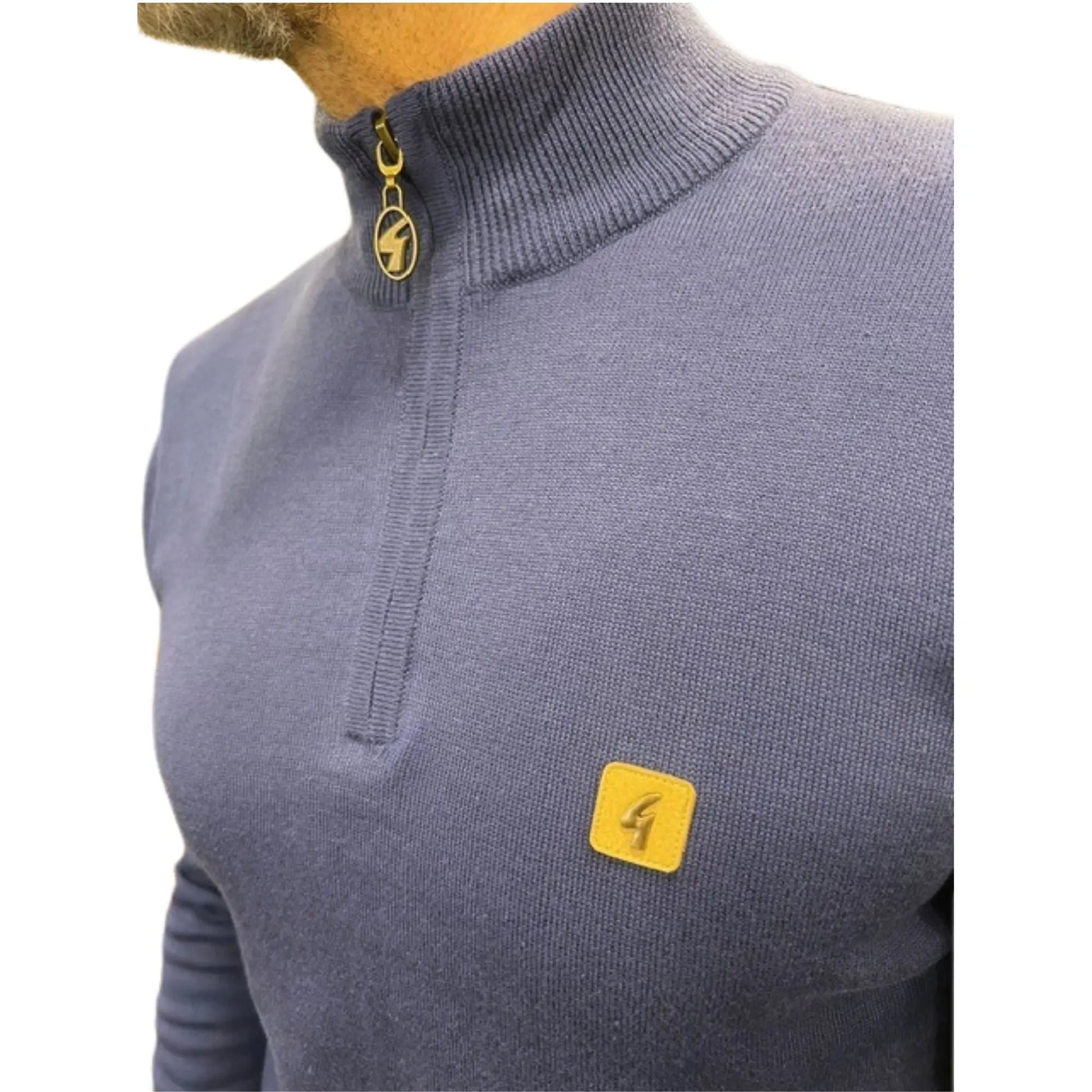 Buy Gabicci Vintage Naxton Quarter-Zip Jumper - Blue | Zip-Up Jumperss at Woven Durham