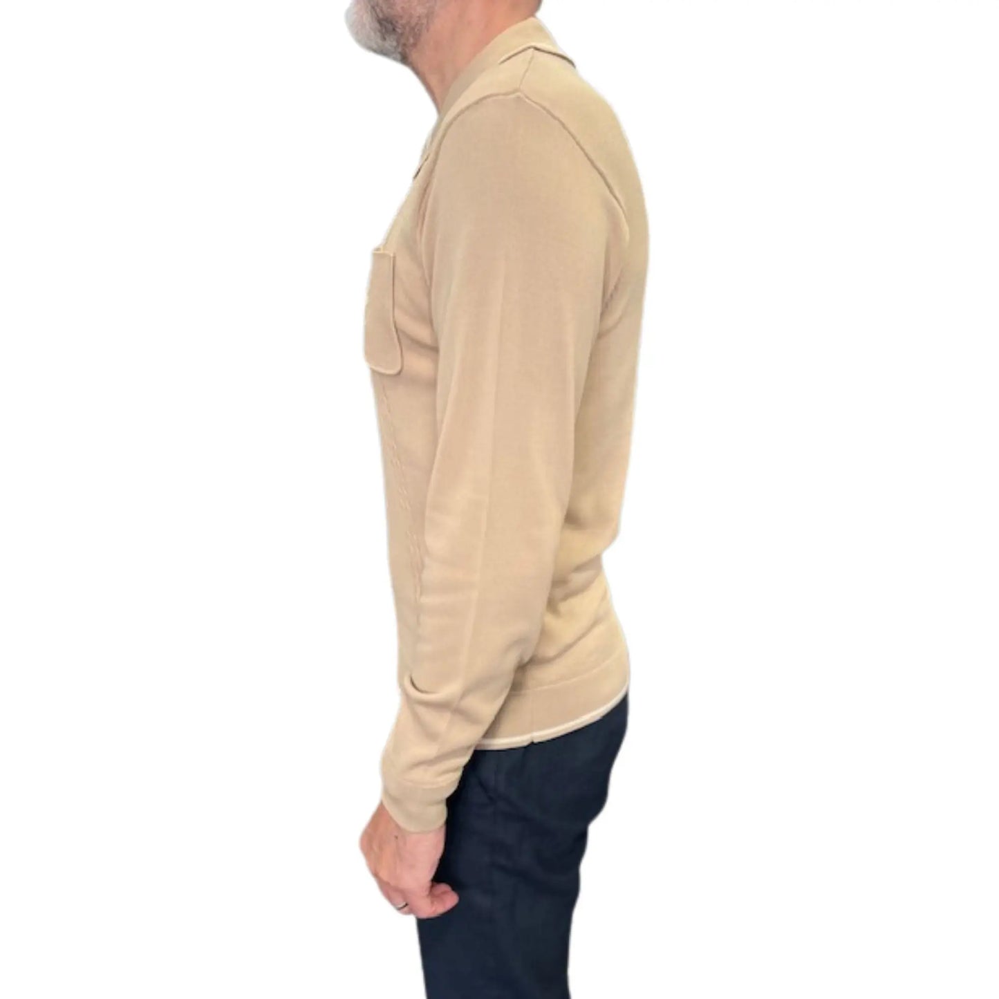 Buy Gabicci Vintage Ned 3-Button Long-Sleeve Polo - Nutmeg | Long-Sleeved Polo Shirtss at Woven Durham