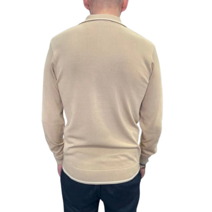 Buy Gabicci Vintage Ned 3-Button Long-Sleeve Polo - Nutmeg | Long-Sleeved Polo Shirtss at Woven Durham