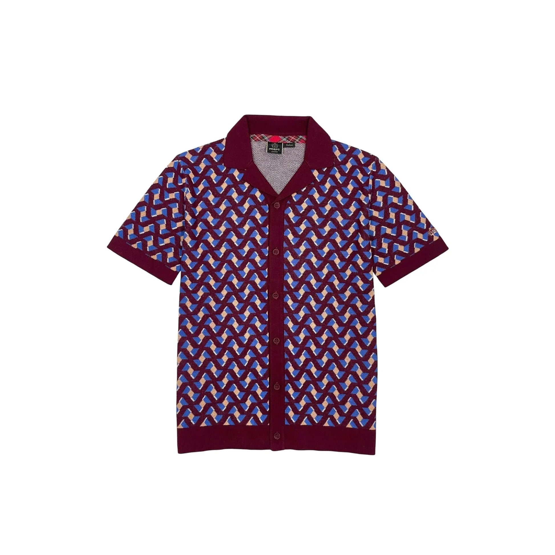 Buy Merc London Newcome Knitted Polo - Burgundy | Short-Sleeved Polo Shirtss at Woven Durham