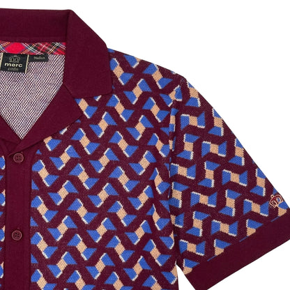 Buy Merc London Newcome Knitted Polo - Burgundy | Short-Sleeved Polo Shirtss at Woven Durham