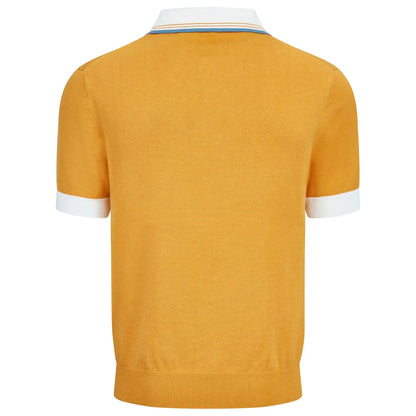 Buy Merc London Newton Knitted Polo - Ochre | Short-Sleeved Polo Shirtss at Woven Durham