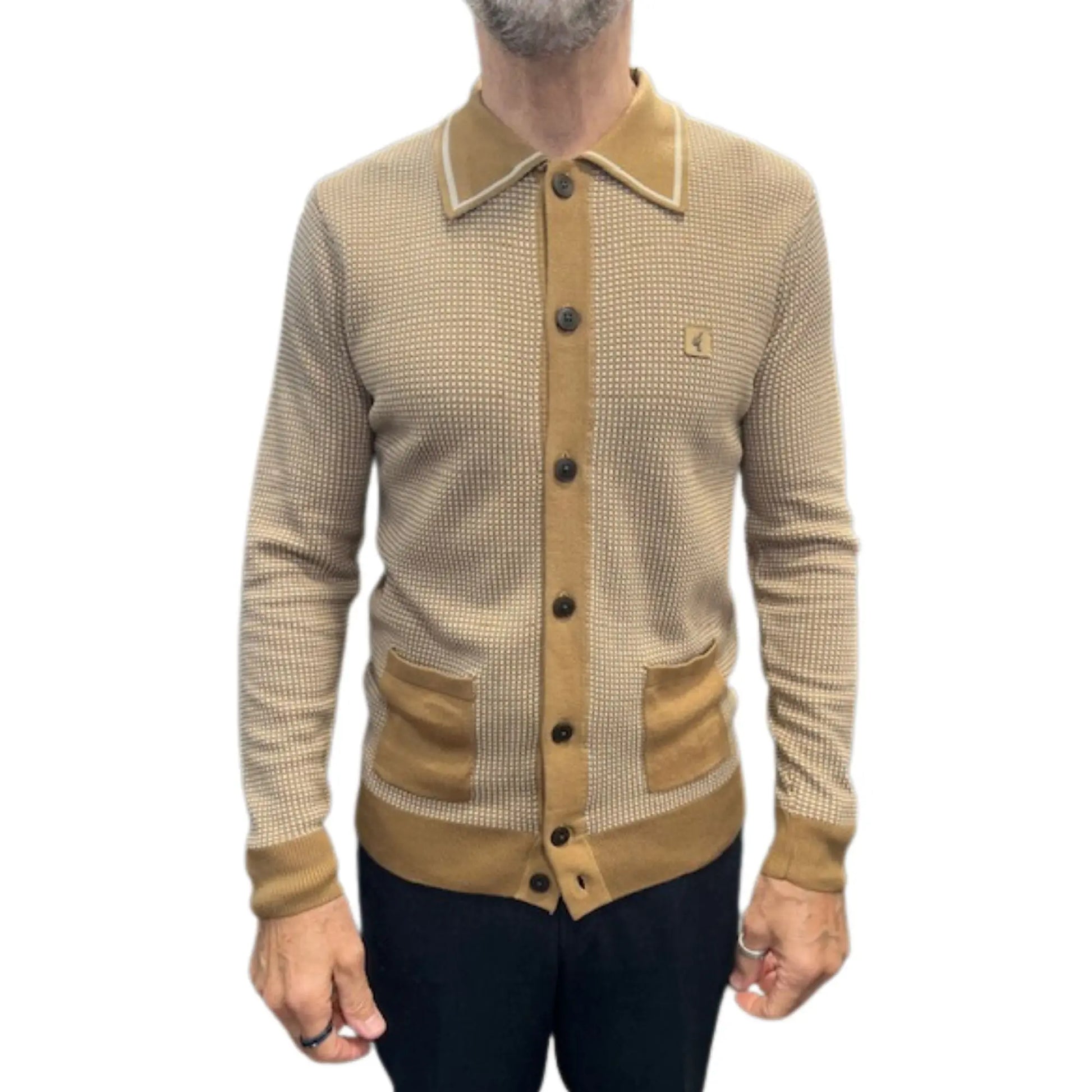 Buy Gabicci Vintage Noel Button-Thru Long-Sleeve Polo - Nutmeg | Long-Sleeved Polo Shirtss at Woven Durham