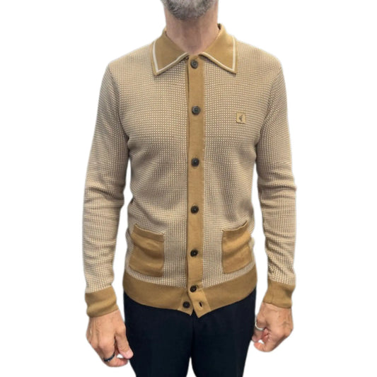 Buy Gabicci Vintage Noel Button-Thru Long-Sleeve Polo - Nutmeg | Long-Sleeved Polo Shirtss at Woven Durham
