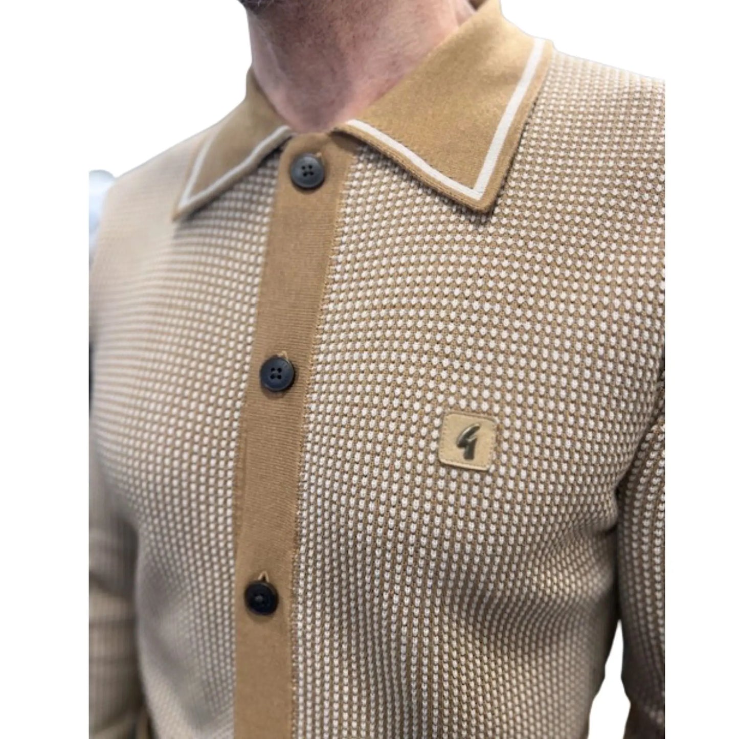 Buy Gabicci Vintage Noel Button-Thru Long-Sleeve Polo - Nutmeg | Long-Sleeved Polo Shirtss at Woven Durham