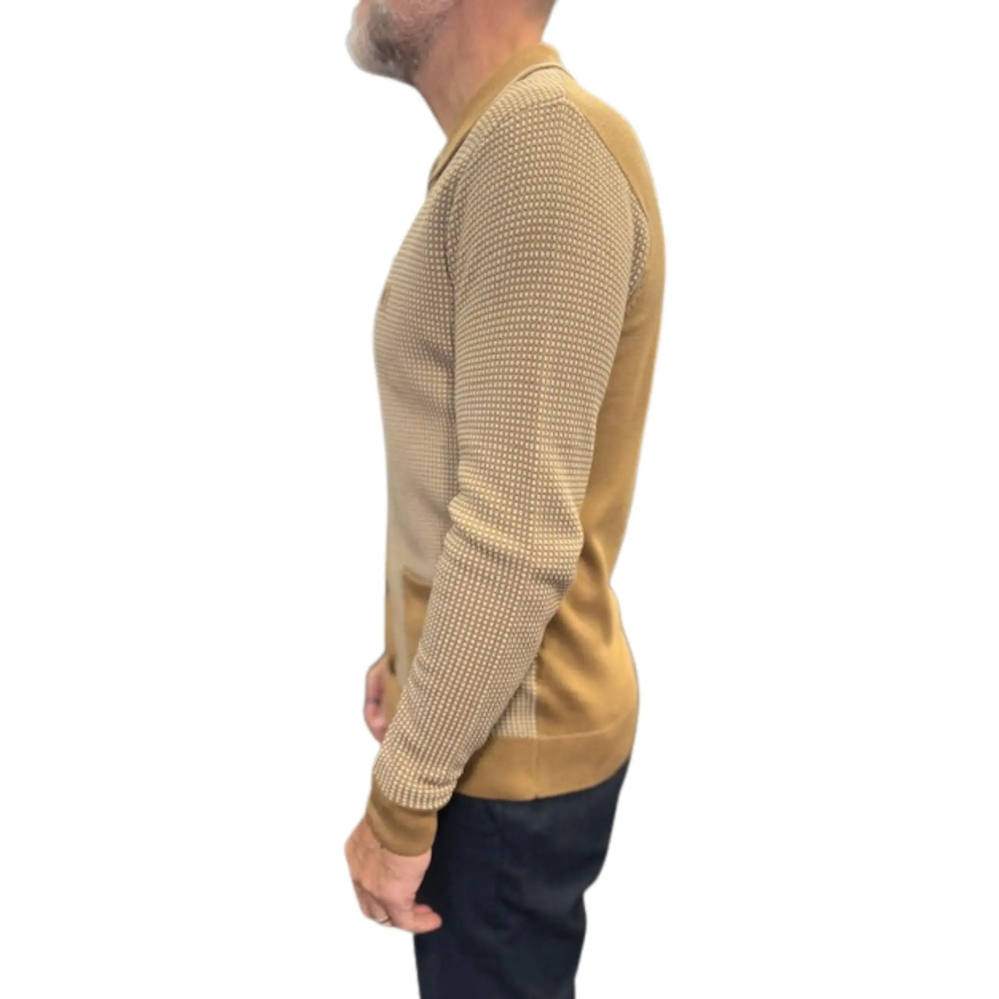Buy Gabicci Vintage Noel Button-Thru Long-Sleeve Polo - Nutmeg | Long-Sleeved Polo Shirtss at Woven Durham