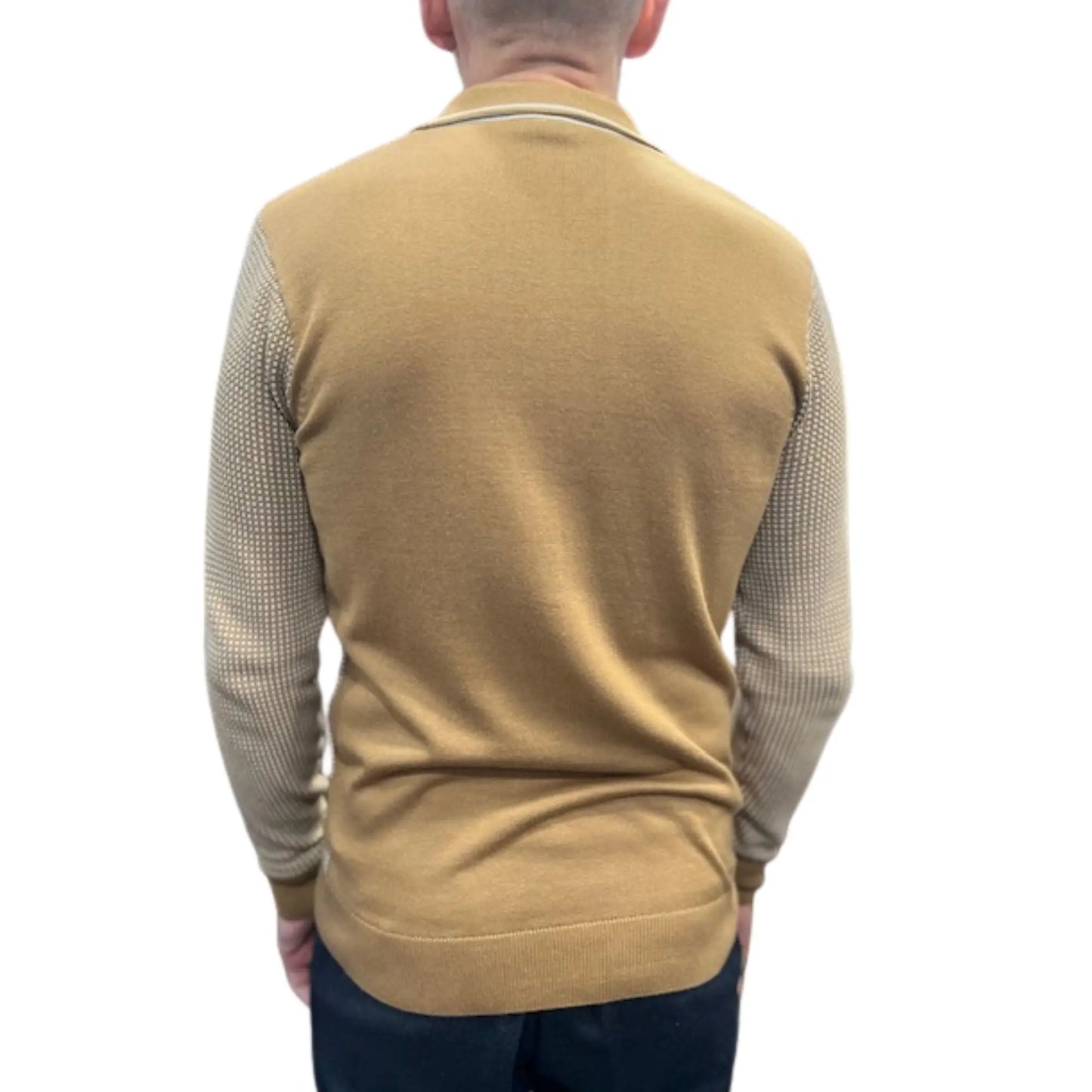 Buy Gabicci Vintage Noel Button-Thru Long-Sleeve Polo - Nutmeg | Long-Sleeved Polo Shirtss at Woven Durham