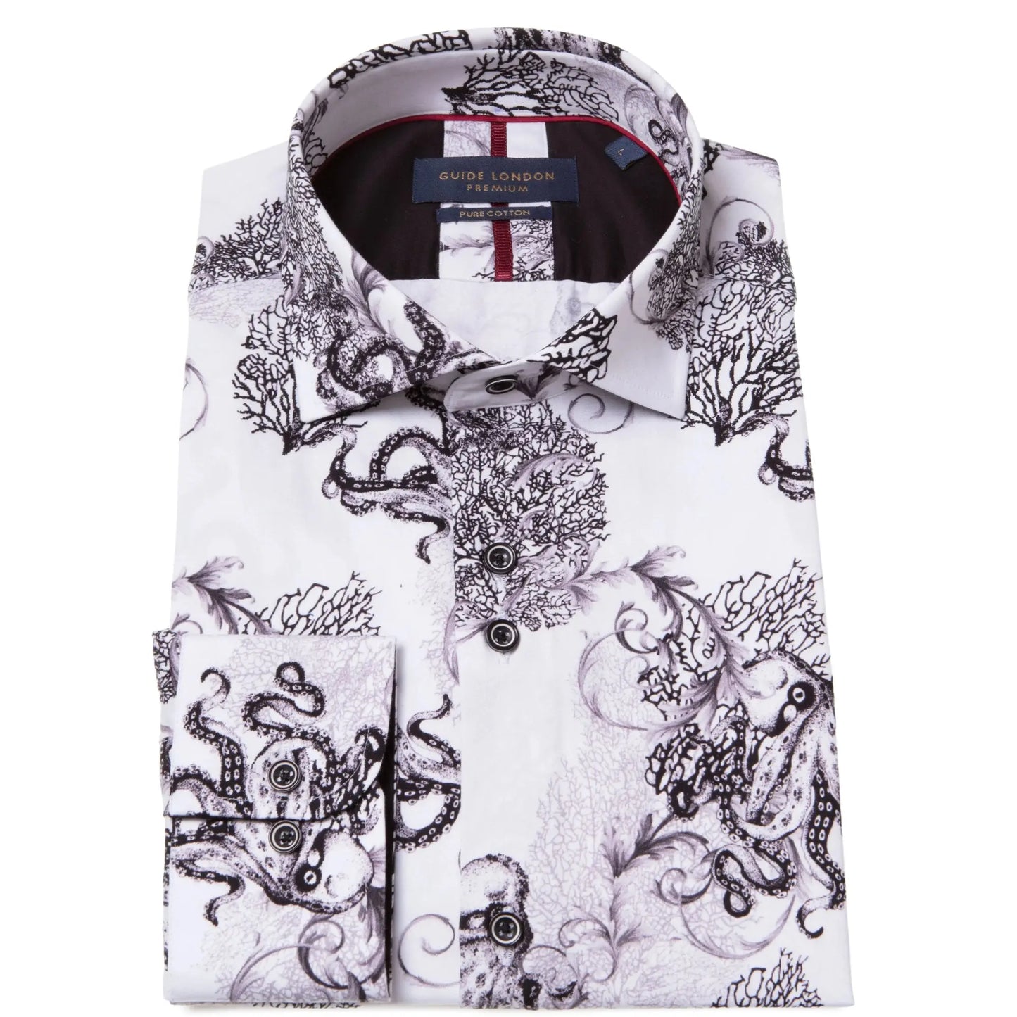 Buy Guide London Octopus Print White Long-Sleeve Shirt (Copy) | Long-Sleeved Shirtss at Woven Durham