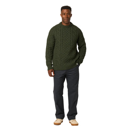 Buy Peregrine Olive Hudson Chunky Crew-Neck Jumper | Crew-Neck Jumperss at Woven Durham