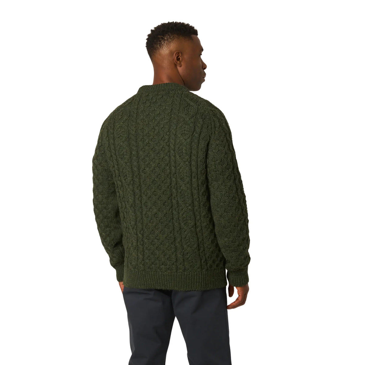 Buy Peregrine Olive Hudson Chunky Crew-Neck Jumper | Crew-Neck Jumperss at Woven Durham
