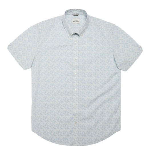 Buy Ben Sherman Optic Geo Print Short Sleeve Shirt - Blue | Short-Sleeved Shirtss at Woven Durham