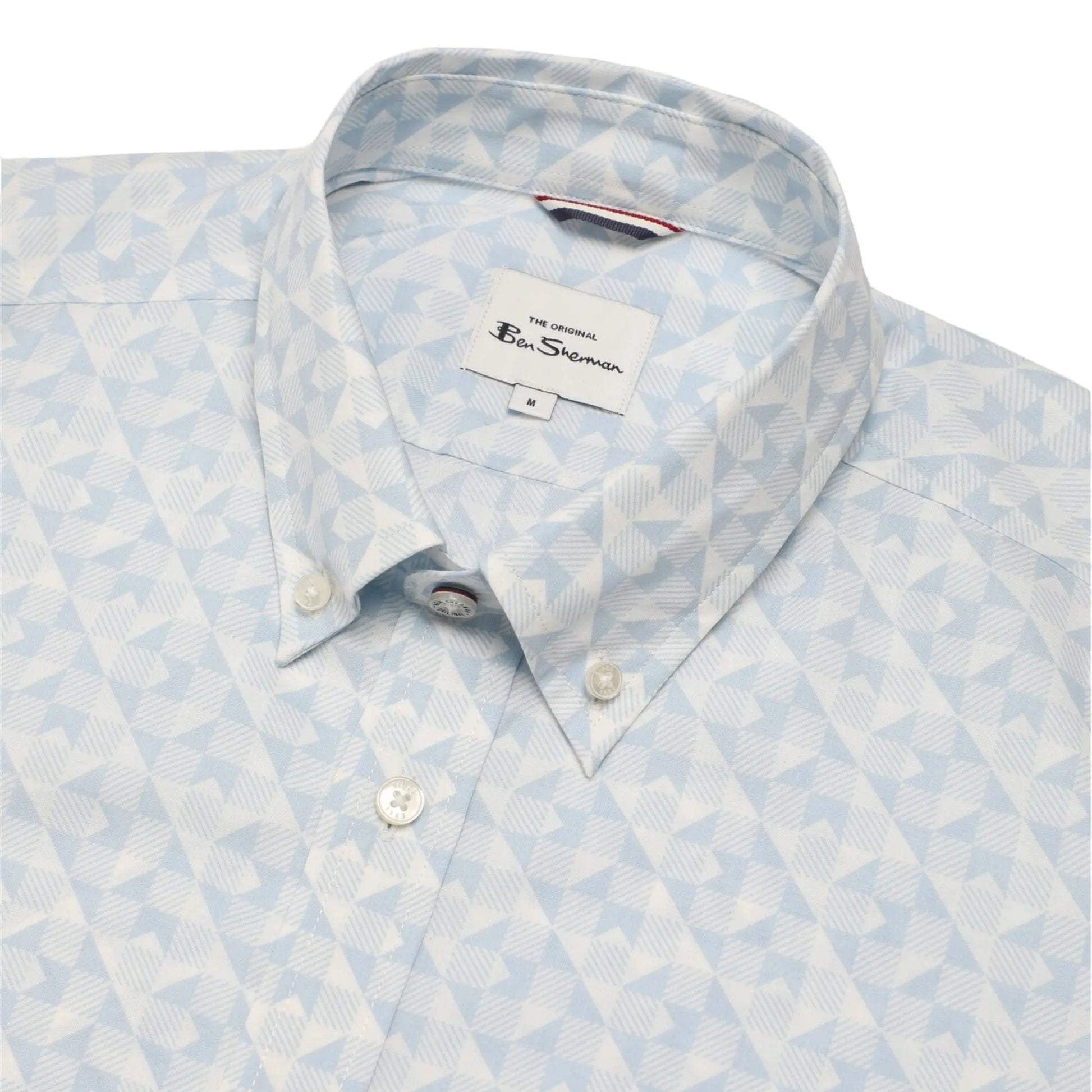 Buy Ben Sherman Optic Geo Print Short Sleeve Shirt - Blue | Short-Sleeved Shirtss at Woven Durham