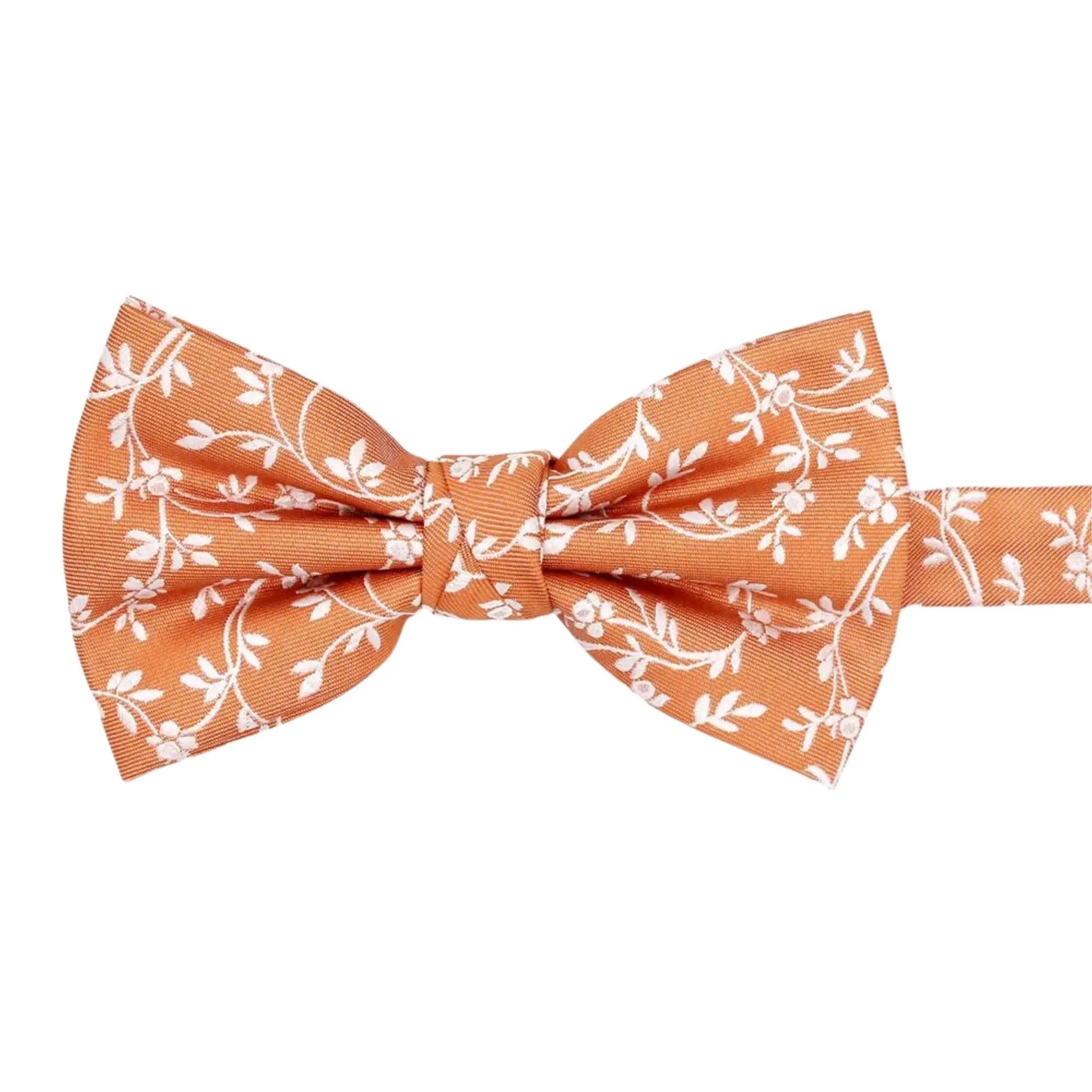 Buy L.A. Smith Orange Leafy Floral Bow Tie | Pre-Tied Bow Tiess at Woven Durham