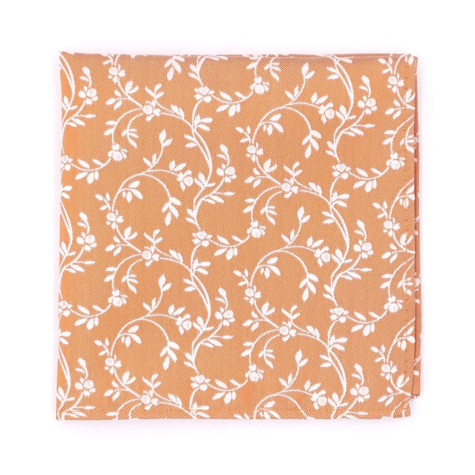 Buy L.A. Smith Orange Leafy Floral Pocket Square | Polyester Pocket Squaress at Woven Durham