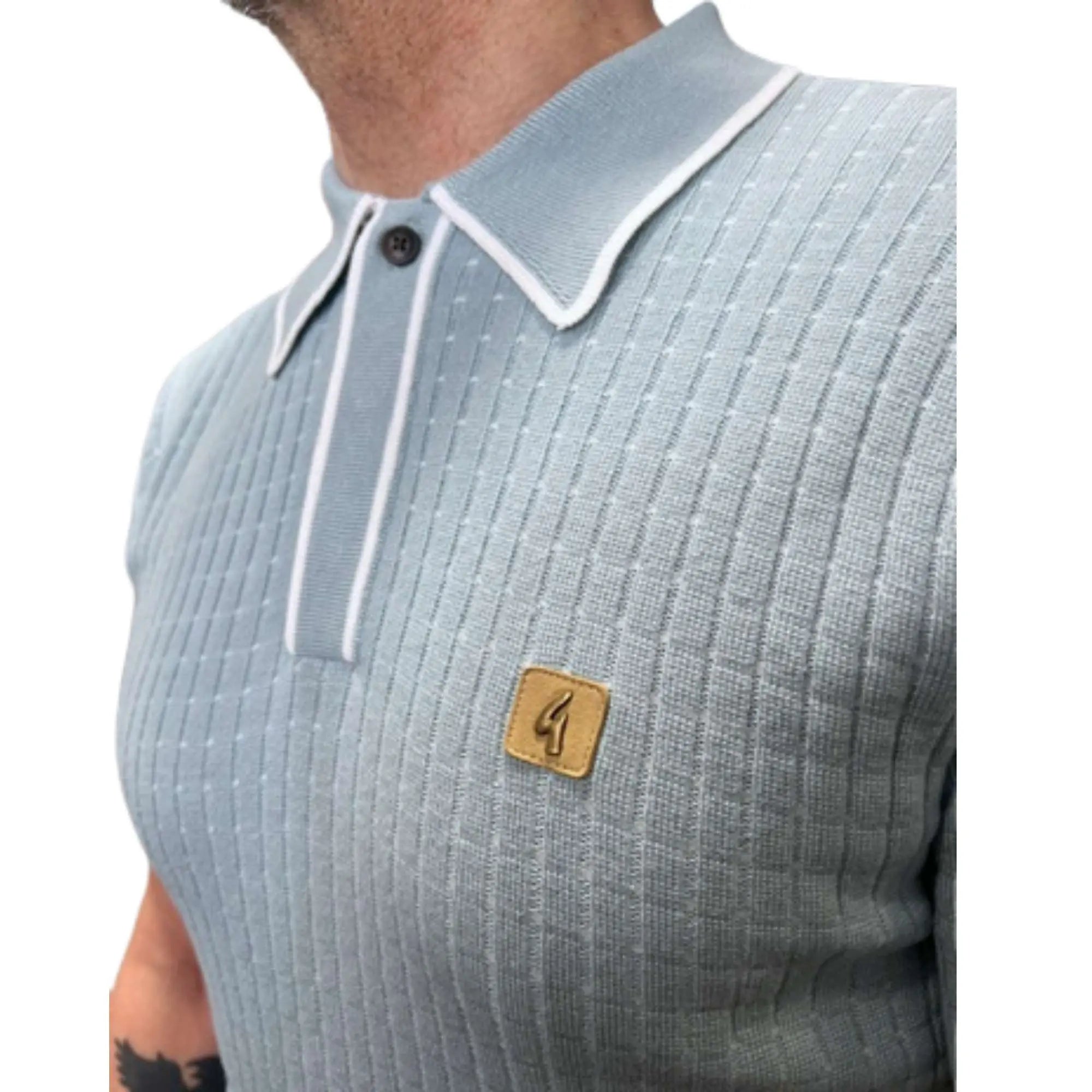 Gabicci Vintage Osbourne Mint Knitted Polo Shirt | Woven Durham