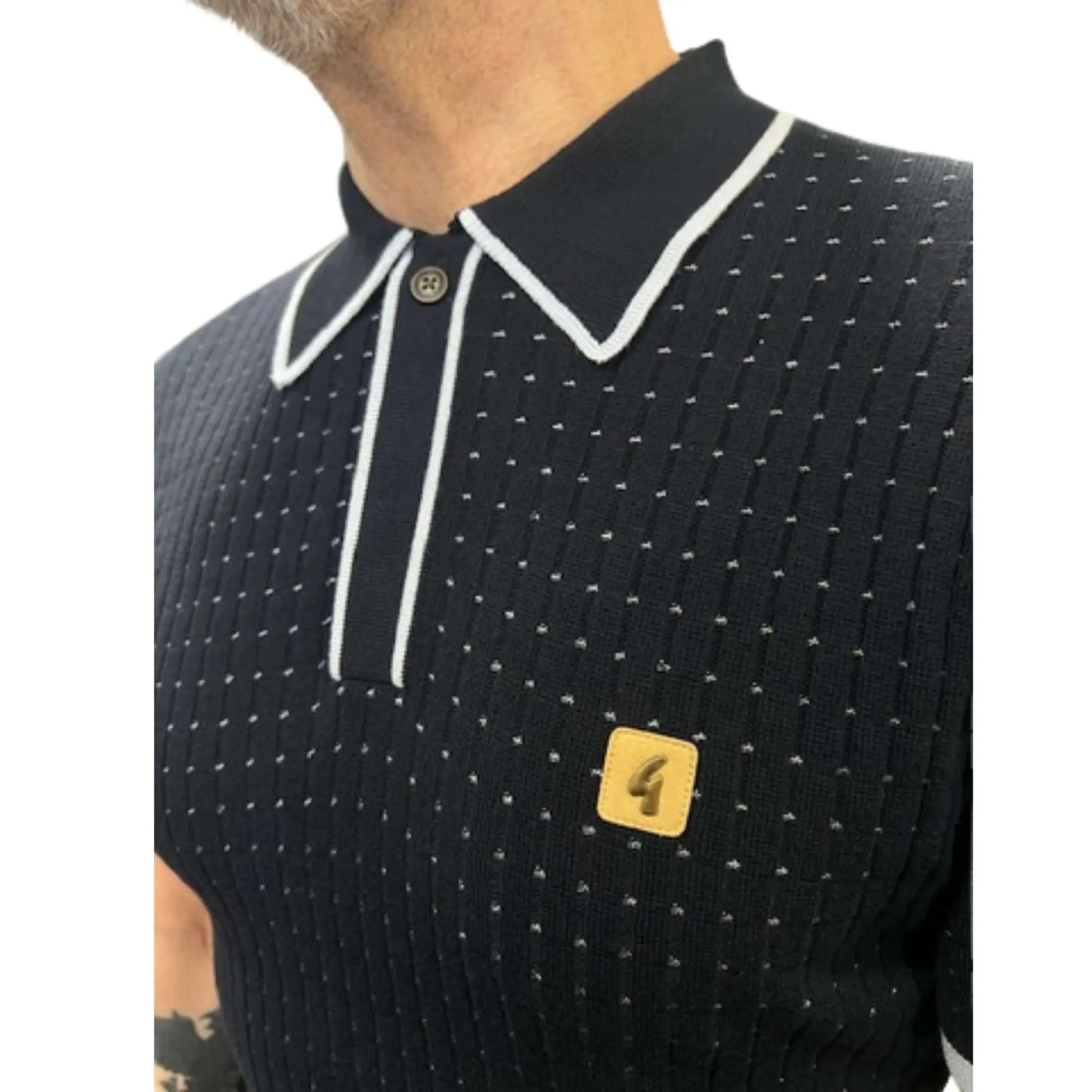 Buy Gabicci Vintage Osbourne Knitted Polo - Navy | Short-Sleeved Polo Shirtss at Woven Durham