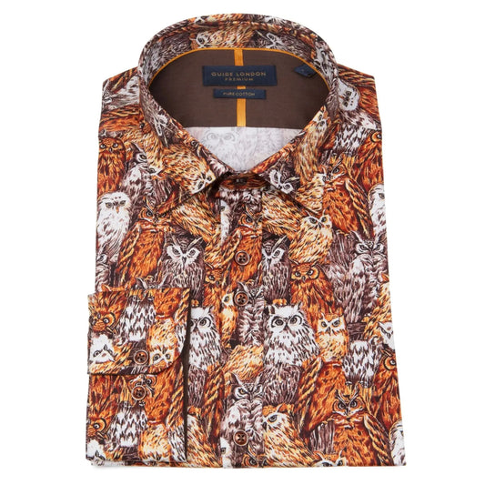 Buy Guide London Owl Print Shirt - Multi | Long-Sleeved Shirtss at Woven Durham