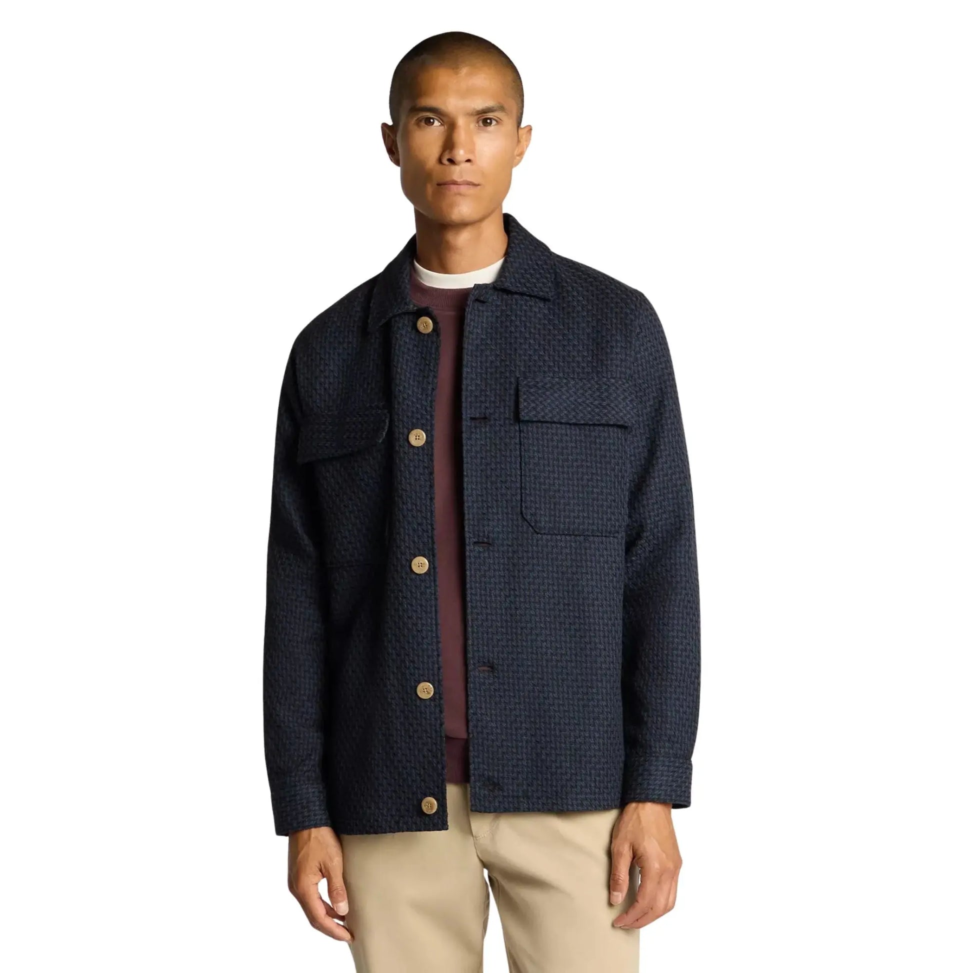 Buy Remus Uomo Paolo Herringbone Overshirt Jacket - Navy | Overshirtss at Woven Durham