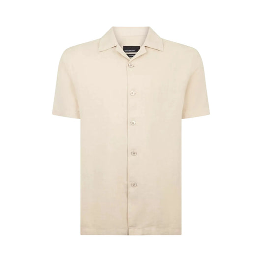 Buy Remus Uomo Paolo Linen Short Sleeve Shirt - Stone | Short-Sleeved Shirtss at Woven Durham