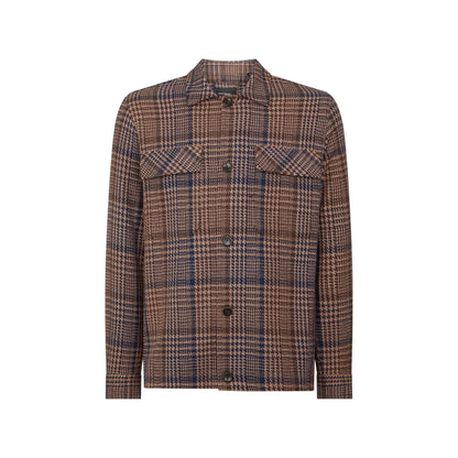 Buy Remus Uomo Paolo Overshirt Check Jacket - Brown | Bomber Jacketss at Woven Durham