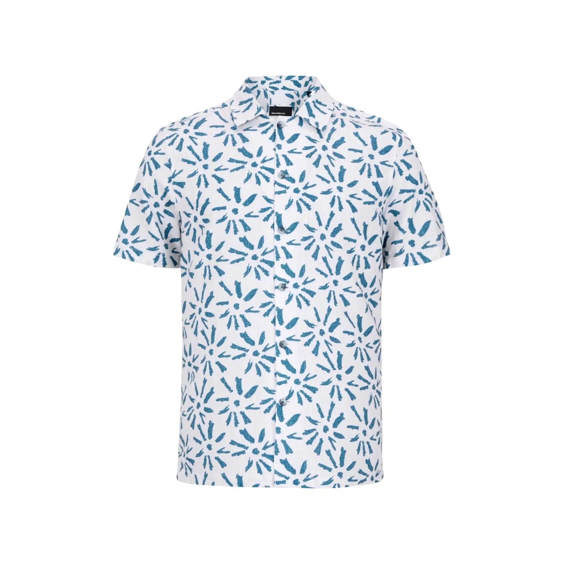 Buy Remus Uomo Paolo Print Short Sleeve Shirt - Blue/White | Short-Sleeved Shirtss at Woven Durham