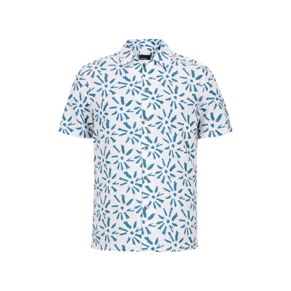 Buy Remus Uomo Paolo Print Short Sleeve Shirt - Blue/White | Short-Sleeved Shirtss at Woven Durham