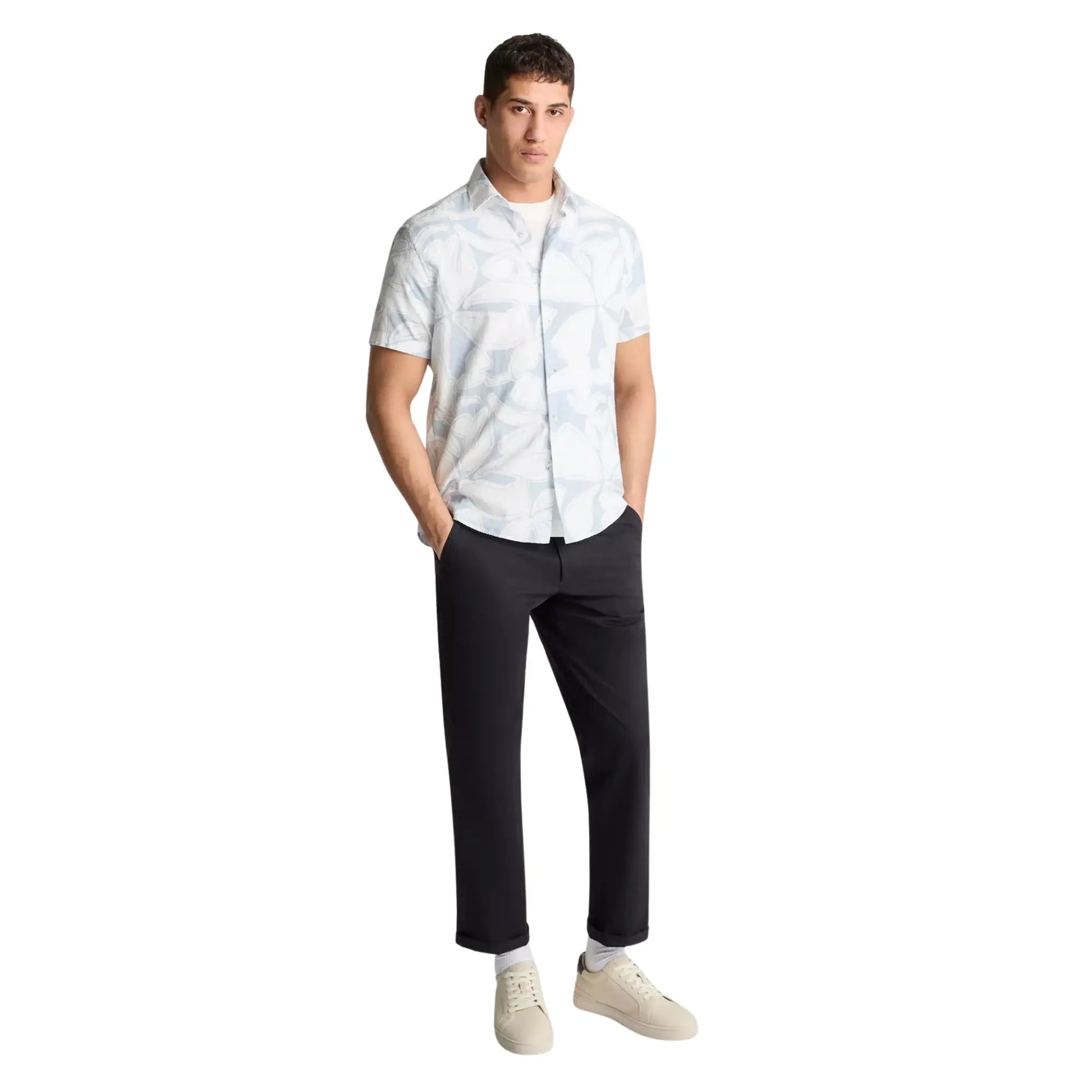 Buy Remus Uomo Parker Print Short Sleeve Shirt - Light Blue | Short-Sleeved Shirtss at Woven Durham