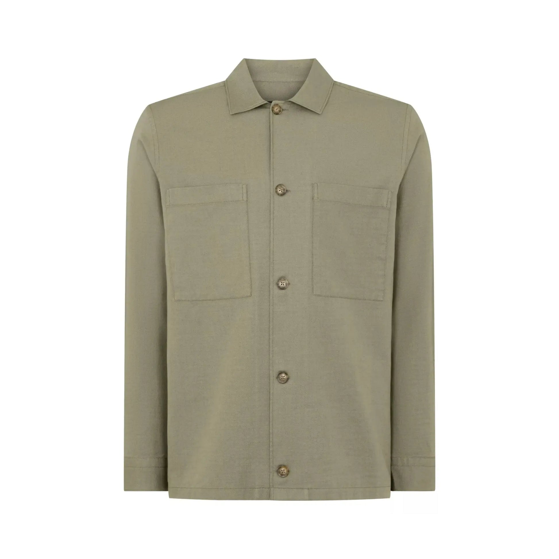 Buy Remus Uomo Patch Pocket Cotton Shirt - Green | Overshirtss at Woven Durham