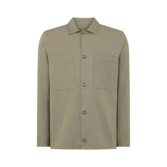Buy Remus Uomo Patch Pocket Cotton Shirt - Green | Overshirtss at Woven Durham