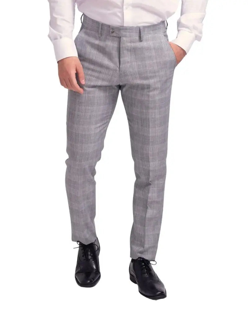 Buy Fratelli Prince of Wales Check Suit Trouser - Grey | Suit Trouserss at Woven Durham