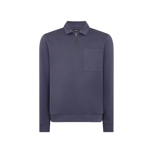 Buy Remus Uomo Quater-Zip Long Sleeve Polo - Navy | Long-Sleeved Polo Shirtss at Woven Durham