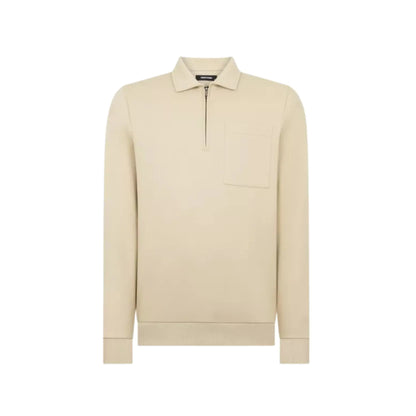 Buy Remus Uomo Quater-Zip Long Sleeve Polo - Stone | Long-Sleeved Polo Shirtss at Woven Durham