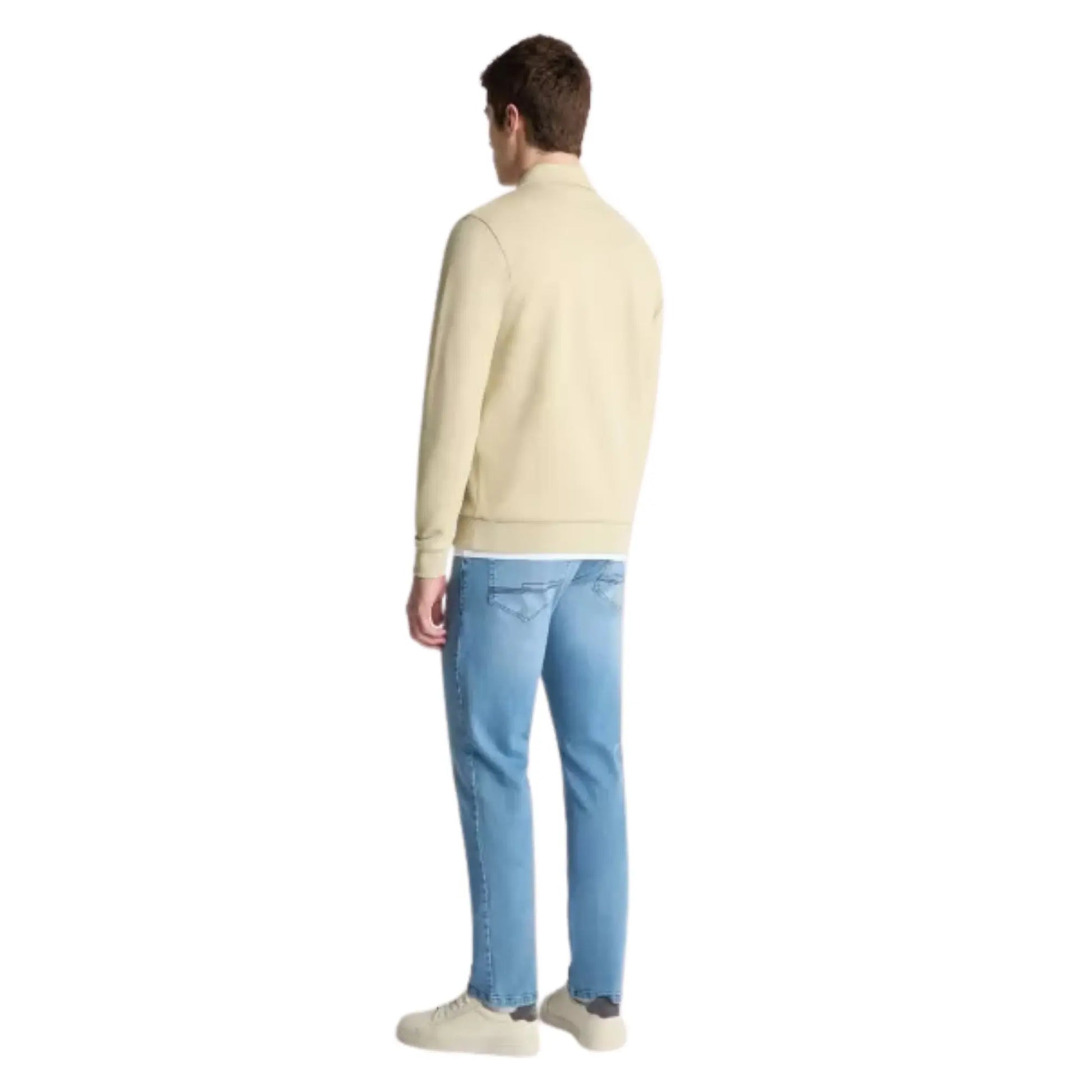 Buy Remus Uomo Quater-Zip Long Sleeve Polo - Stone | Long-Sleeved Polo Shirtss at Woven Durham