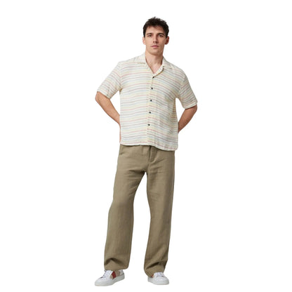 Buy Peregrine Quay Cuban Collar Shirt - Sunset Stripe | Short-Sleeved Shirtss at Woven Durham
