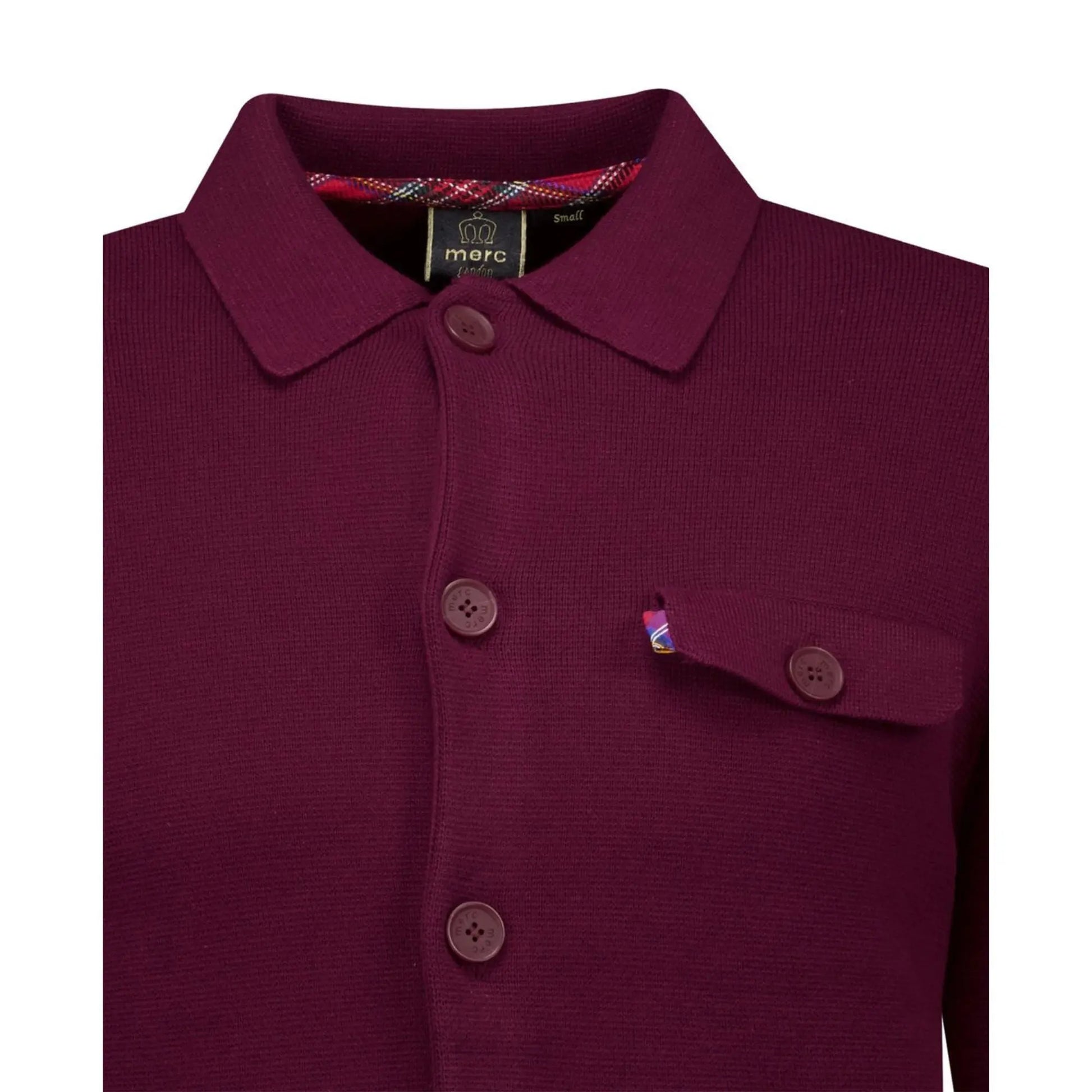 Buy Merc London Rathbone Knitted Overshirt - Burgundy | Overshirtss at Woven Durham