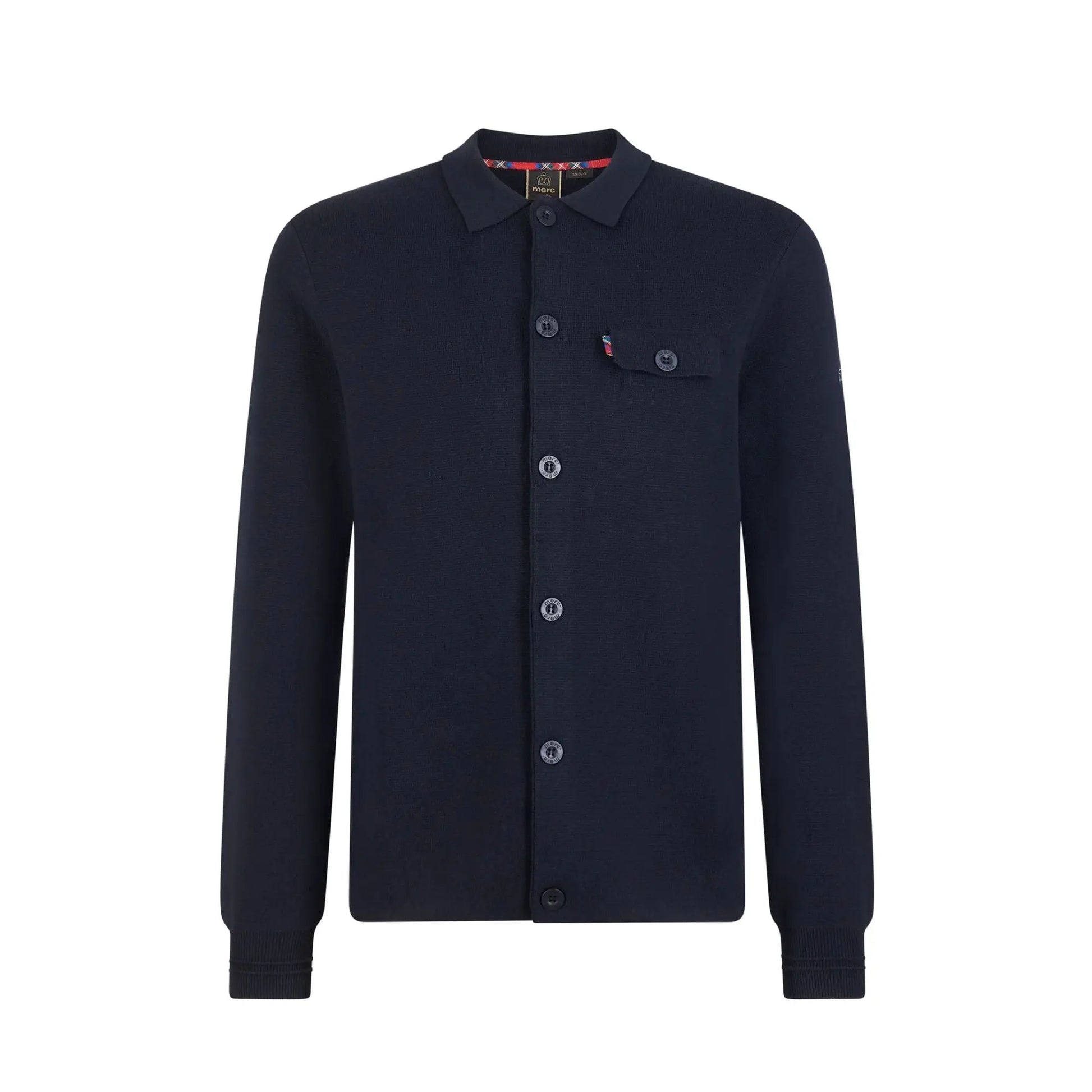Buy Merc London Rathbone Knitted Overshirt - Dark Navy | Cardiganss at Woven Durham