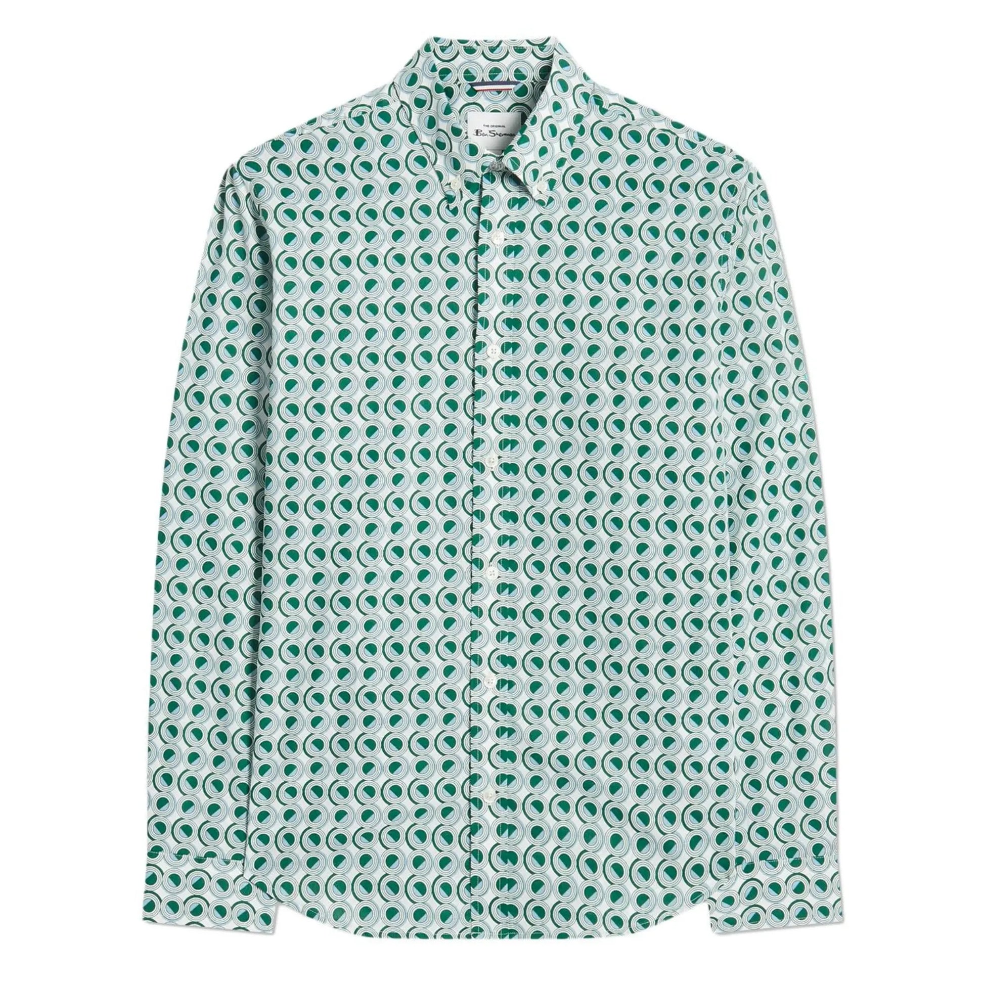Buy Ben Sherman Retro Geo Print Shirt - Green | Long-Sleeved Shirtss at Woven Durham