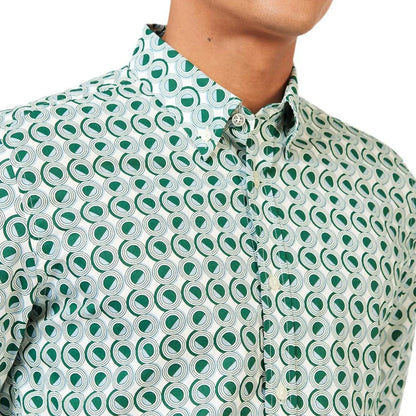 Buy Ben Sherman Retro Geo Print Shirt - Green | Long-Sleeved Shirtss at Woven Durham