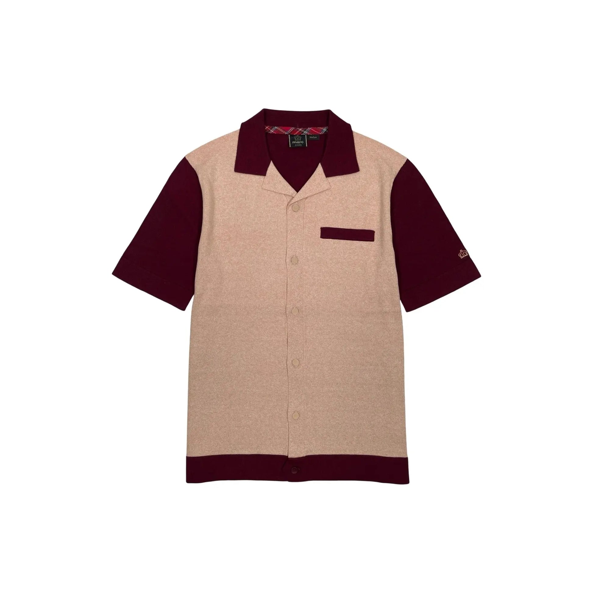 Buy Merc London Roby Knitted Polo - Burgundy | Short-Sleeved Polo Shirtss at Woven Durham
