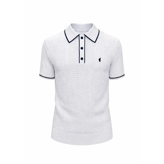 Buy Gabicci Vintage Ronnie Textured Polo - White | Short-Sleeved Polo Shirtss at Woven Durham
