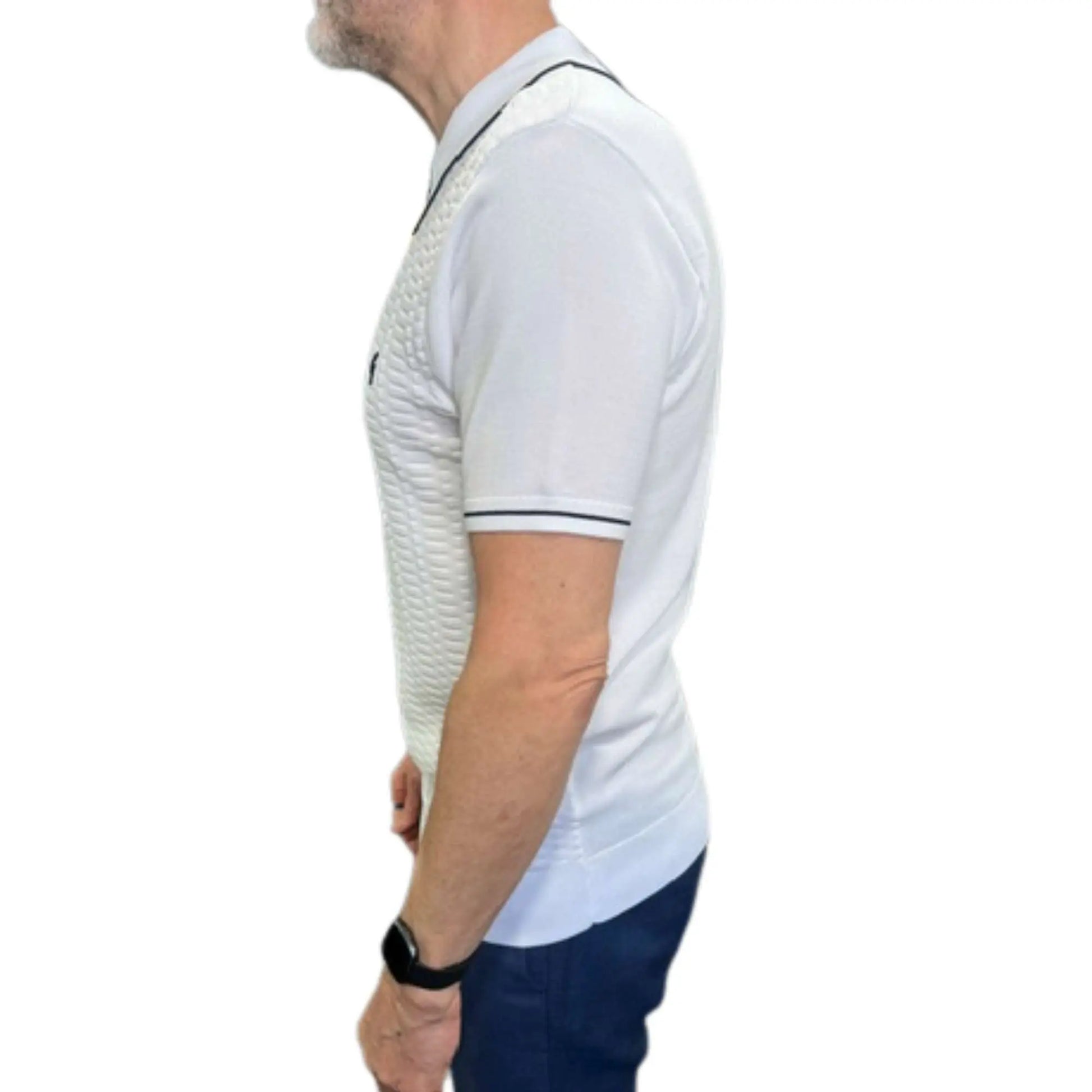 Buy Gabicci Vintage Ronnie Textured Polo - White | Short-Sleeved Polo Shirtss at Woven Durham