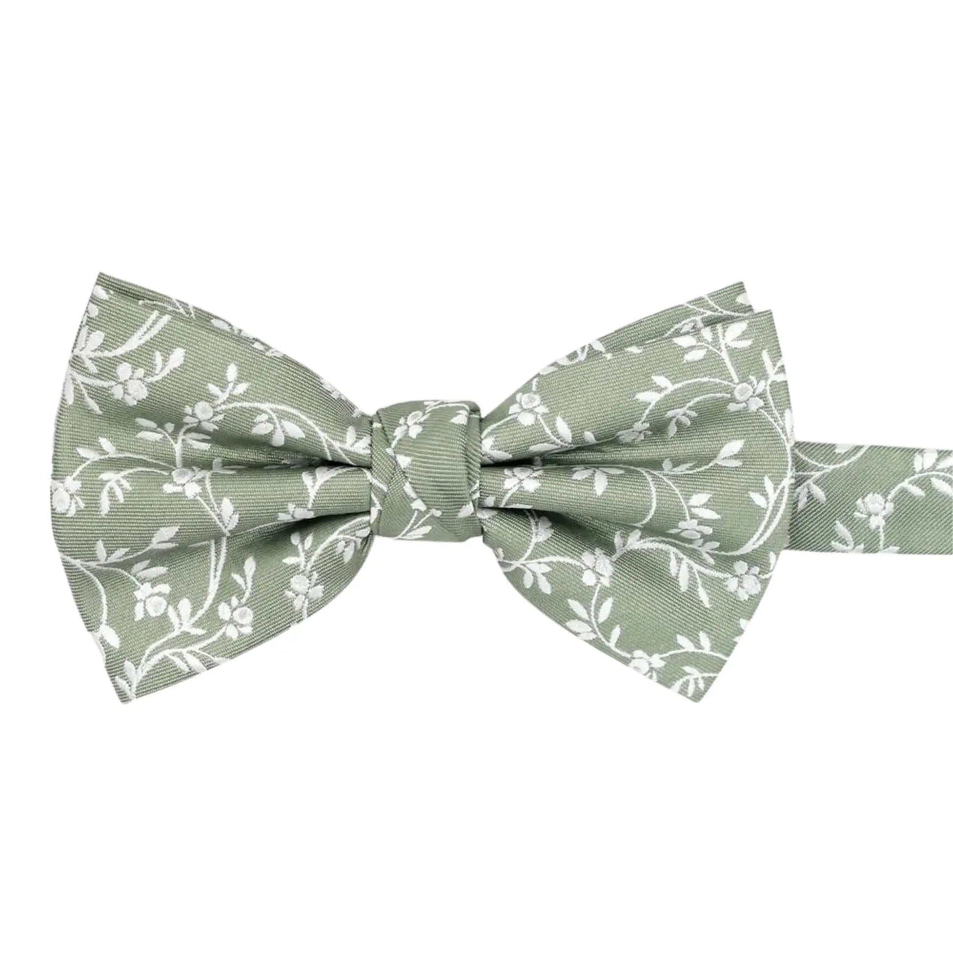 Buy L.A. Smith Sage Green Leafy Floral Bow Tie | Pre-Tied Bow Tiess at Woven Durham