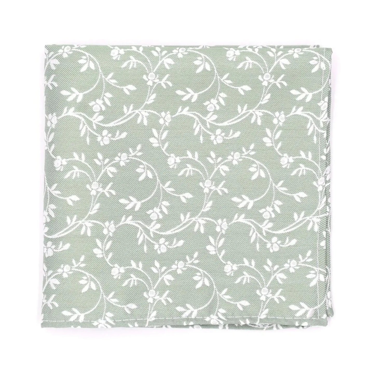 Buy L.A. Smith Sage Green Leafy Floral Pocket Square | Polyester Pocket Squaress at Woven Durham
