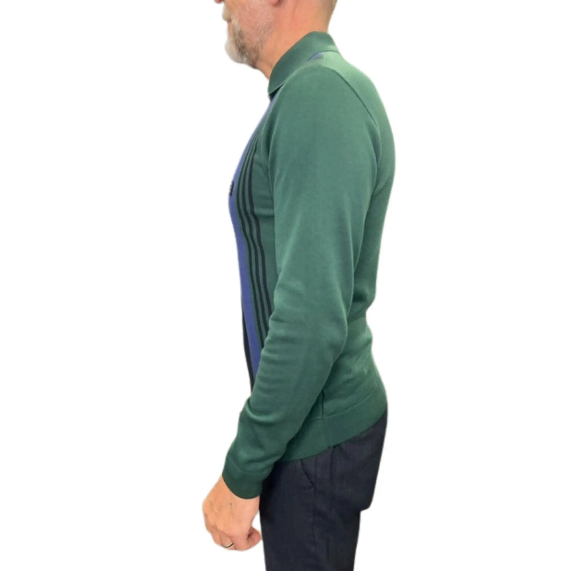 Buy Gabicci Vintage Searle Striped Knitted Polo Shirt - Ivy | Short-Sleeved Polo Shirtss at Woven Durham